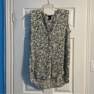 H&M Women’s Multicolour Watercolour Floral Print Sleeveless Blouse Size 8